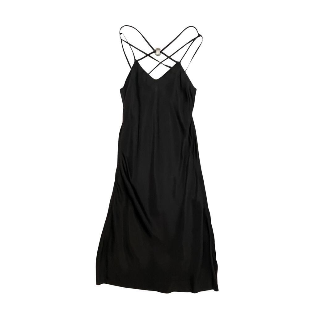 PRIVATE POLICY New York Black 100% Silk Midi Slip Dress - Size XS